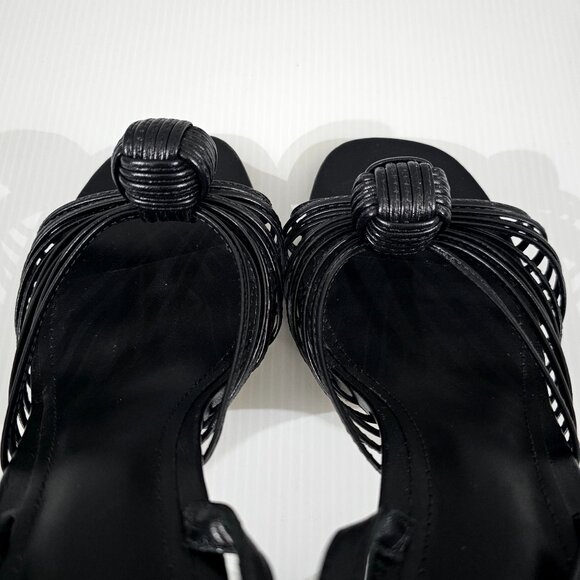 Larroude Valerie Slingback Knotted Sandal Stiletto Black Leather Size 9.5 NWOT - Picture 10 of 13